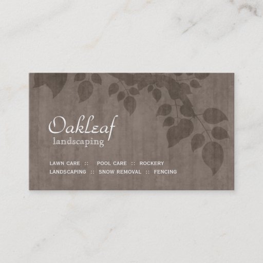 Customizable Landscaping Business Card Beige Tree Leaves