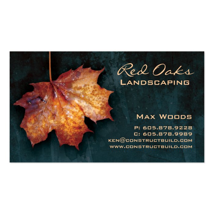 Landscaping Business Card Blue Maple Leaf