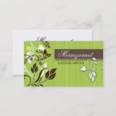 Landscaping Business Card Brown Lime Leaves Stripe (Front/Back)