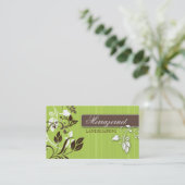 Landscaping Business Card Brown Lime Leaves Stripe (Standing Front)