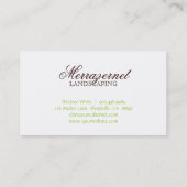 Landscaping Business Card Brown Lime Leaves Stripe (Back)