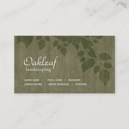 Landscaping Business Card Green Tree Leaves