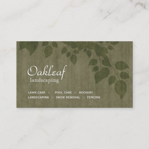 Customizable Landscaping Business Card Green Tree Leaves