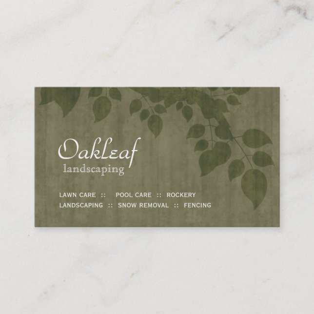Landscaping Business Card Green Tree Leaves (Front)