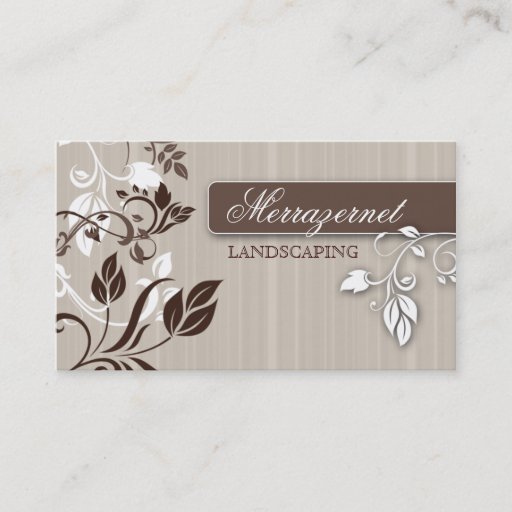 Customizable Landscaping Business Card Salon Beige Leaves