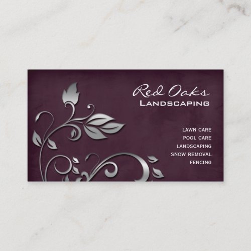 Landscaping Business Card Winery Suede Leaves