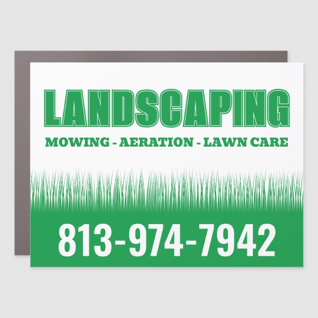 Landscaping Business Editable Custom Car Magnet (Front)