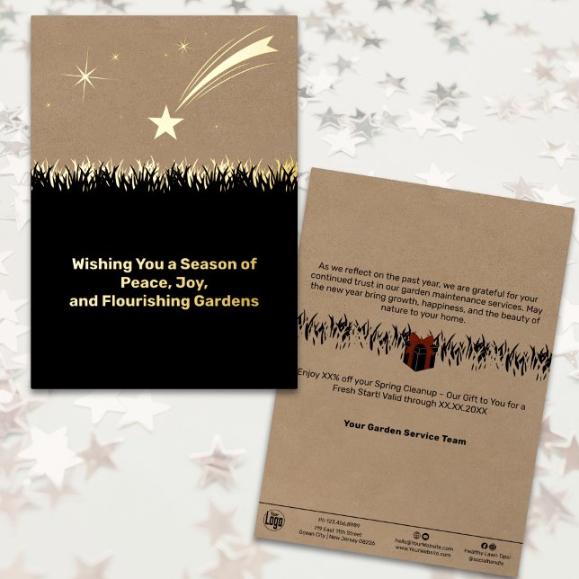Landscaping Christmas Foil Business Holiday Card (Elegant Landscaping Christmas Foil Business Holiday Card - Shooting Star)