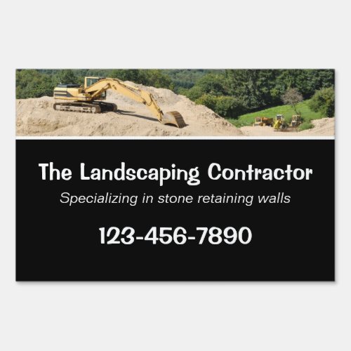 Landscaping contractor excavator yard sign