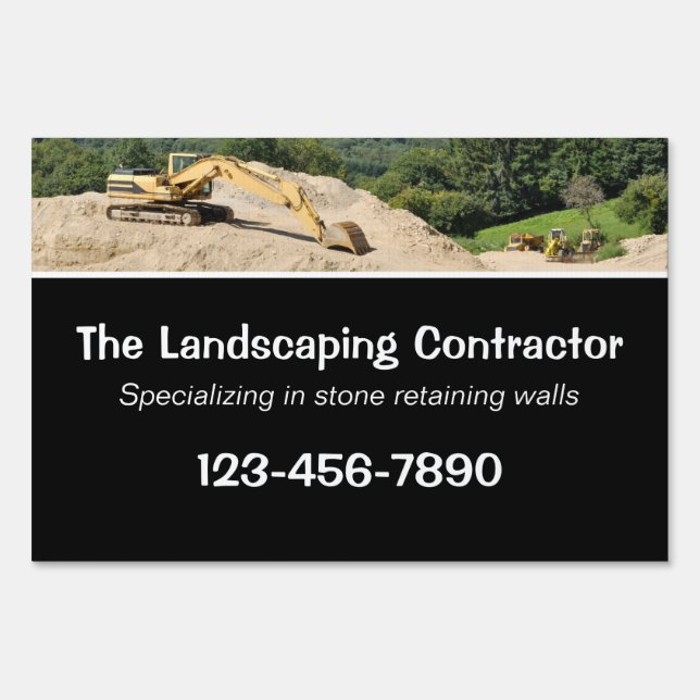Landscaping contractor excavator yard sign (Front)