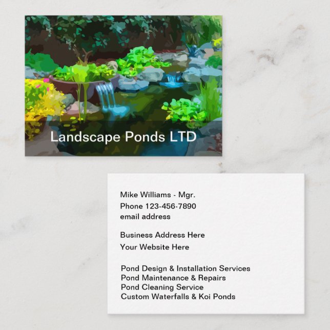 Landscaping Decorative Ponds Business Card (Front/Back)