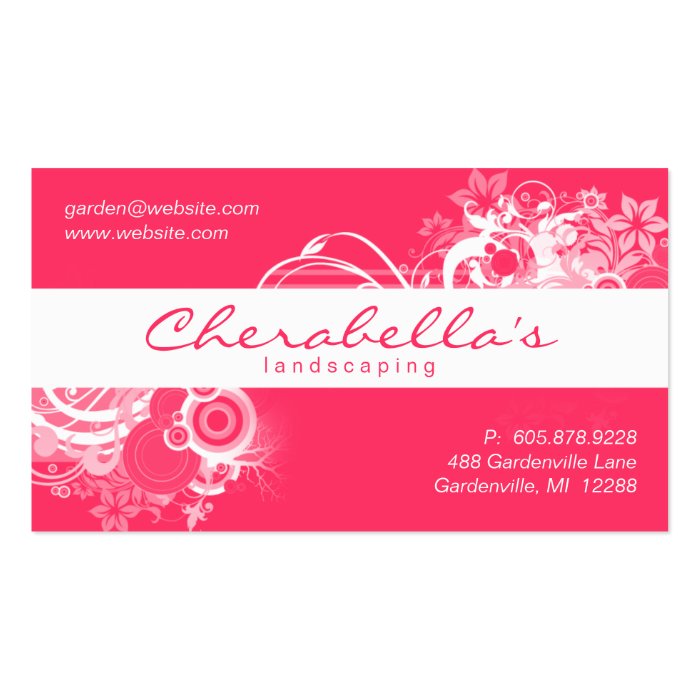 Landscaping Floral Business Card Coral White