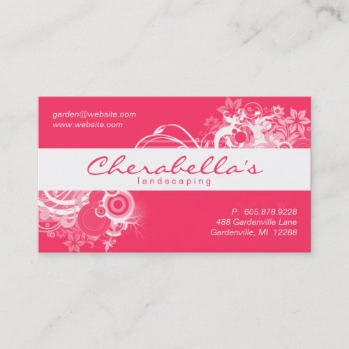 Landscaping Floral Business Card Coral White