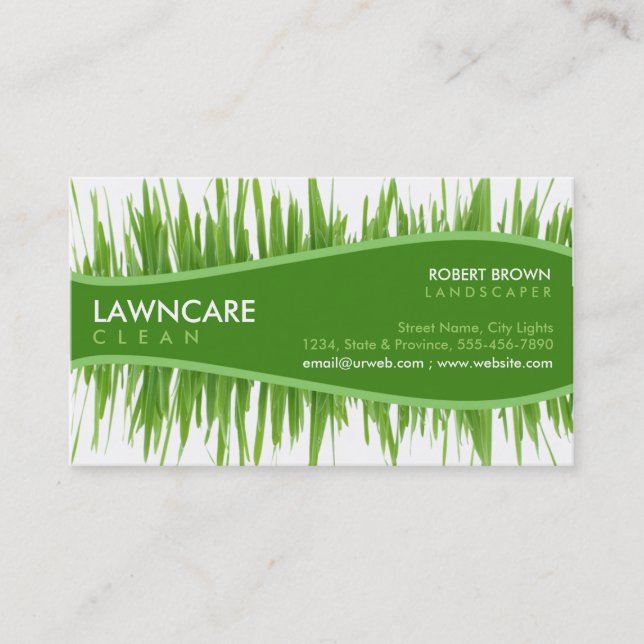 Landscaping Gardener Grass Clean Nature Business Card (Front)