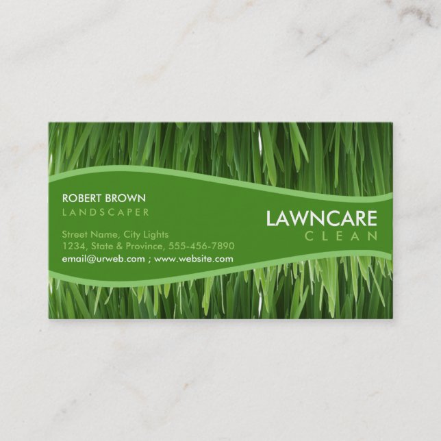 Landscaping Gardener Grass Clean Nature Business Card (Front)