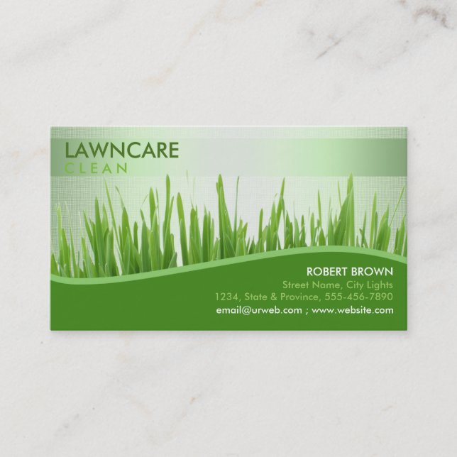 Landscaping Gardener Grass Lenin Clean Nature Business Card (Front)