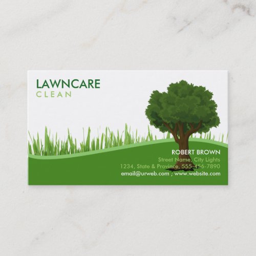 Landscaping Gardener Grass Tree Clean Nature Business Card