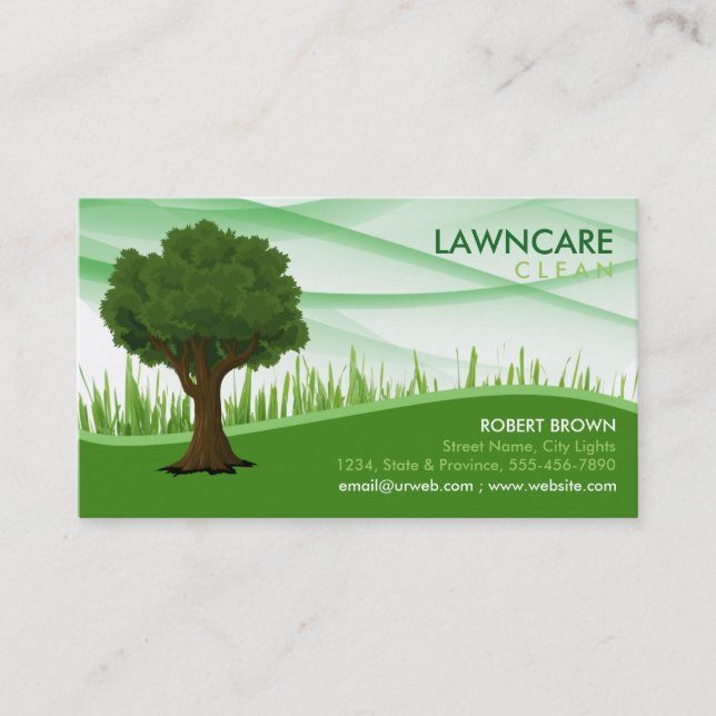 Landscaping Gardener Grass Tree Clean Nature Business Card (Front)