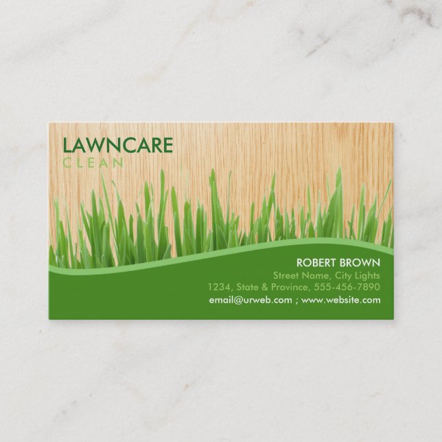 Landscaping Gardener Grass Wood Clean Nature Business Card (Front)