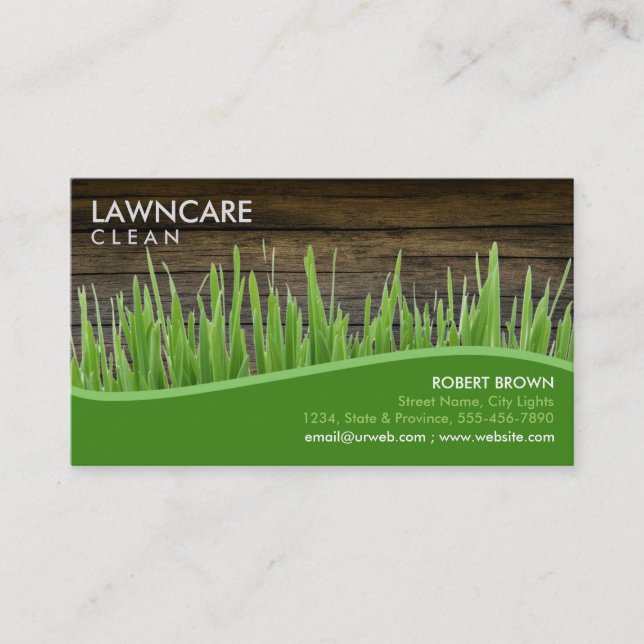 Landscaping Gardener Grass Wood Clean Nature Business Card (Front)