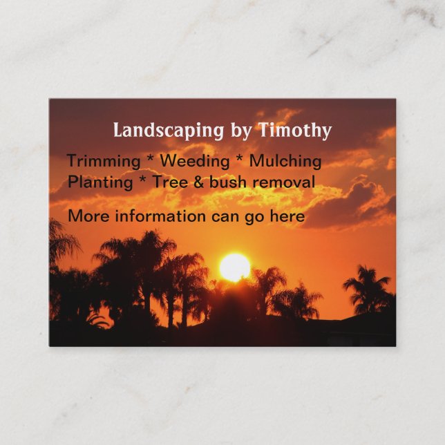 Landscaping gardener Palm trees Business Cards (Front)