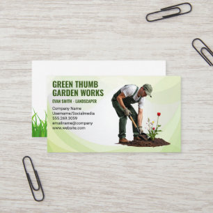 Landscaping Gardener Planting Flowers Business Card