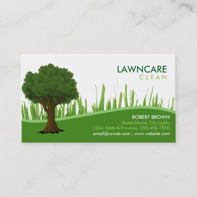 Landscaping Gardener Tree Grass Clean Nature Business Card (Front)