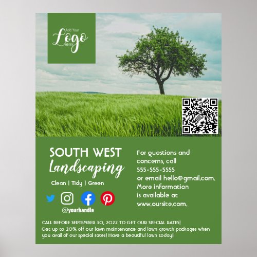 landscaping gardener tree surgeon arborist  flyer poster