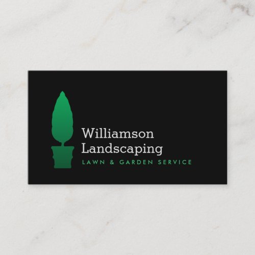 Landscaping Gardening Green Topiary Logo II Business Card