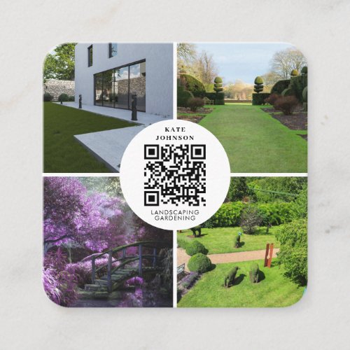 Landscaping Gardening Photo QR Code Social Media Square Business Card