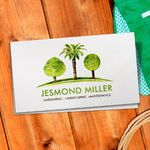 Landscaping Gardening Services Watercolor art Business Card