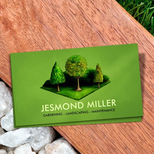 Landscaping Gardening Services Watercolor art Business Card