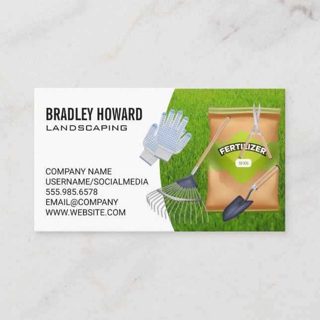Landscaping | Gardening Tools | Lawn Care Business Card (Front)