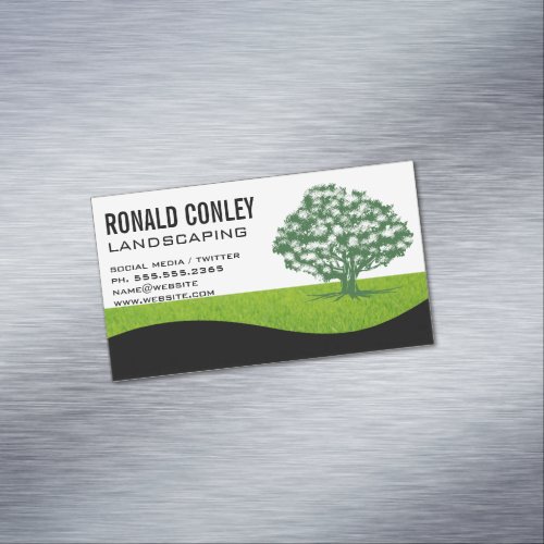 Landscaping Gardening  Tree Logo Business Card Magnet