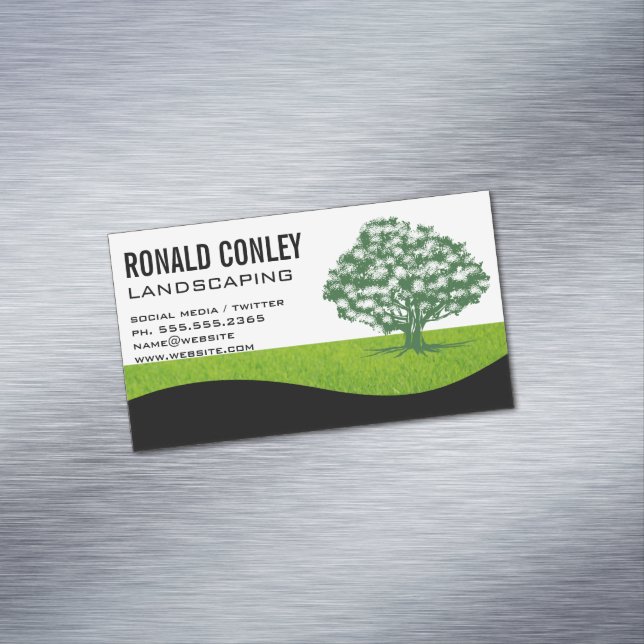 Landscaping Gardening | Tree Logo Business Card Magnet (In Situ)
