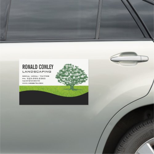 Landscaping Gardening  Tree Logo Car Magnet