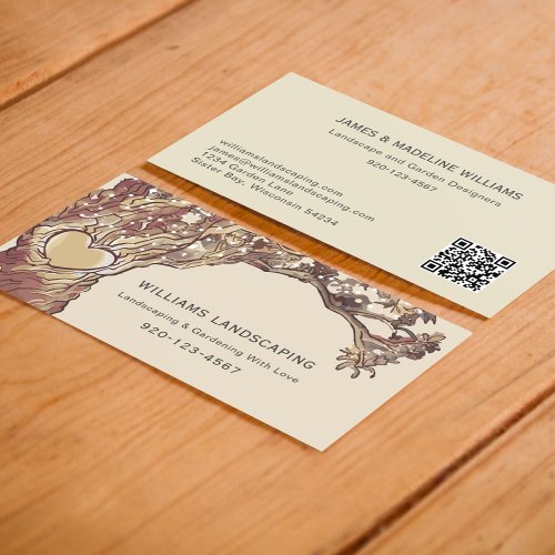 Landscaping Gardening Tree QR Code Business Card