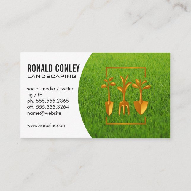 Landscaping Grass | Garden Tools Business Card (Front)
