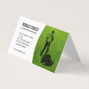 Landscaping Grass Gardener Cutting Lawn Business Card