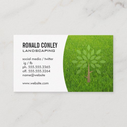 Landscaping Grass Tree Icon Business Card