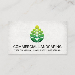 Landscaping Green Leaf Logo Gardening Business Card
