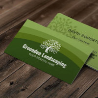Landscaping Green Shades Tree Logo Lawn Care Business Card