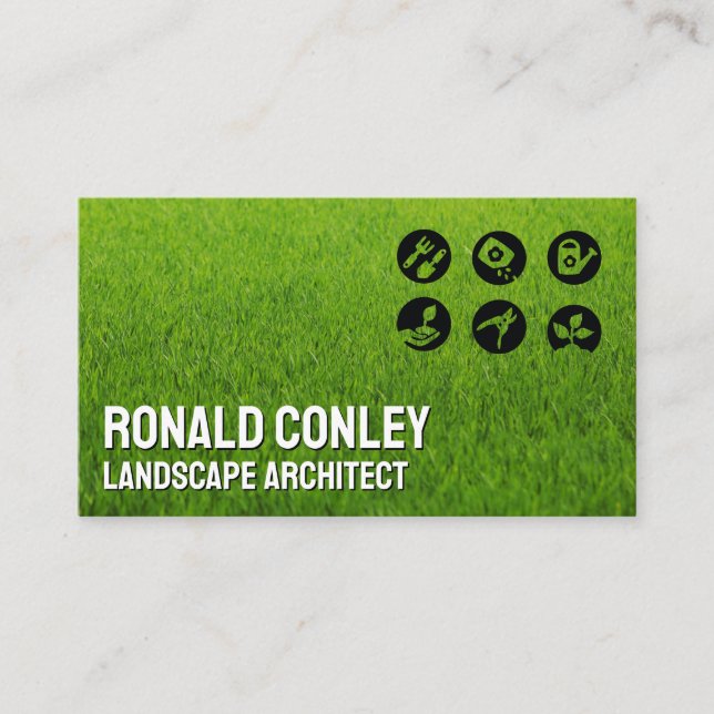 Landscaping Icons | Grass Business Card (Front)