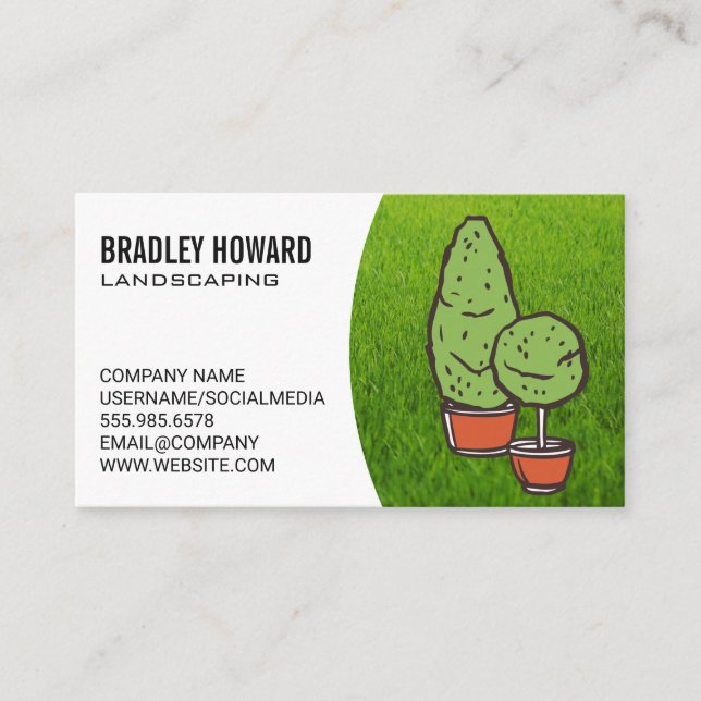 Landscaping | Lawn and Tall Trees Business Card (Front)