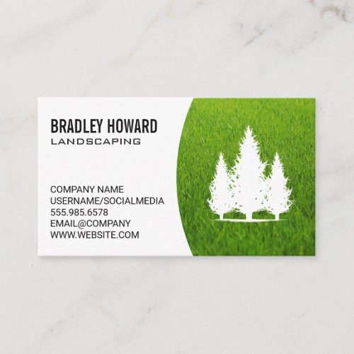 Landscaping  Lawn and Tall Trees Business Card