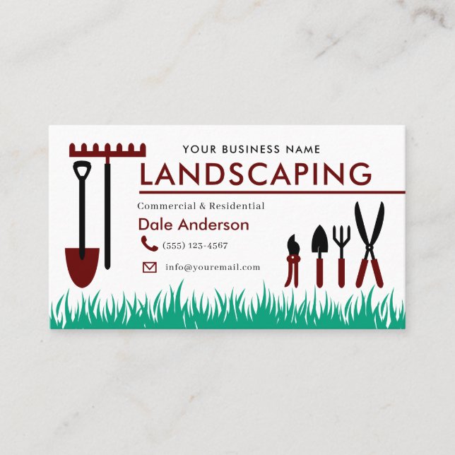 Landscaping Lawn Care Business Card (Front)
