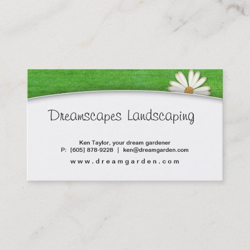 Customizable Landscaping Lawn Care Daisy Business Card