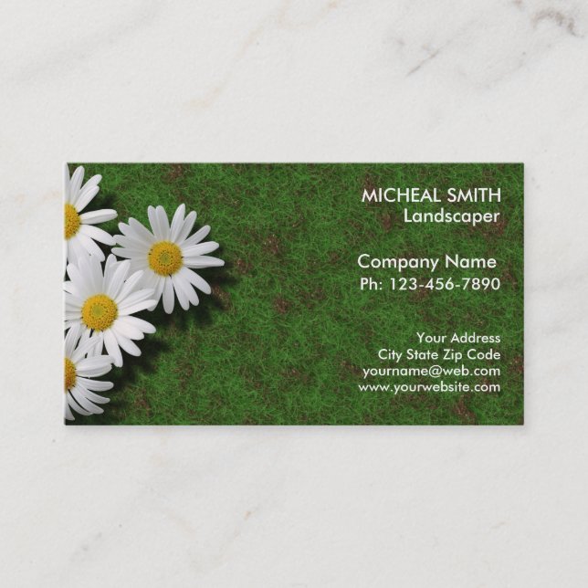 Landscaping Lawn Care Gardener Business Card (Front)