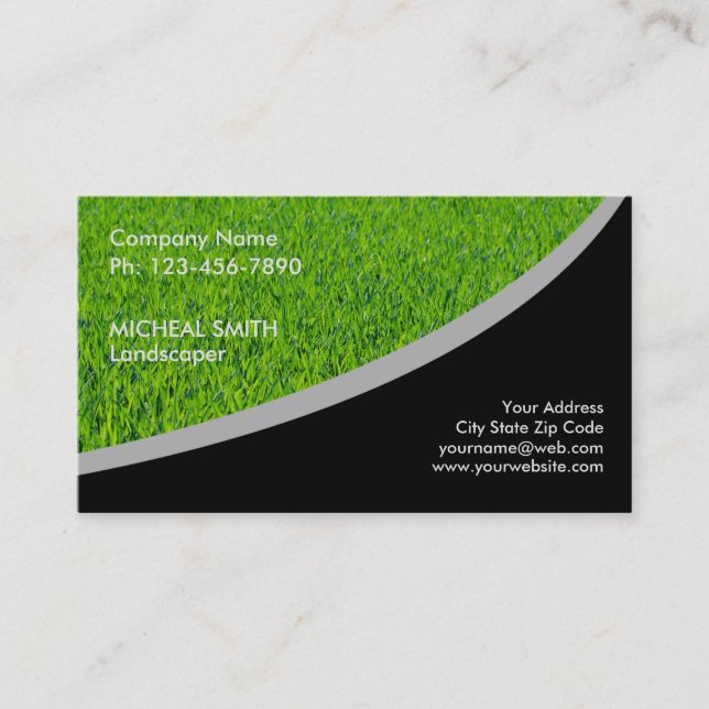 Landscaping Lawn Care Gardener Business Card (Front)