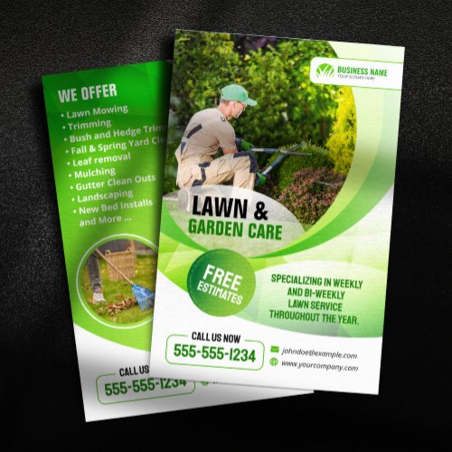 Landscaping Lawn Care Gardening Mowing Grass Flyer